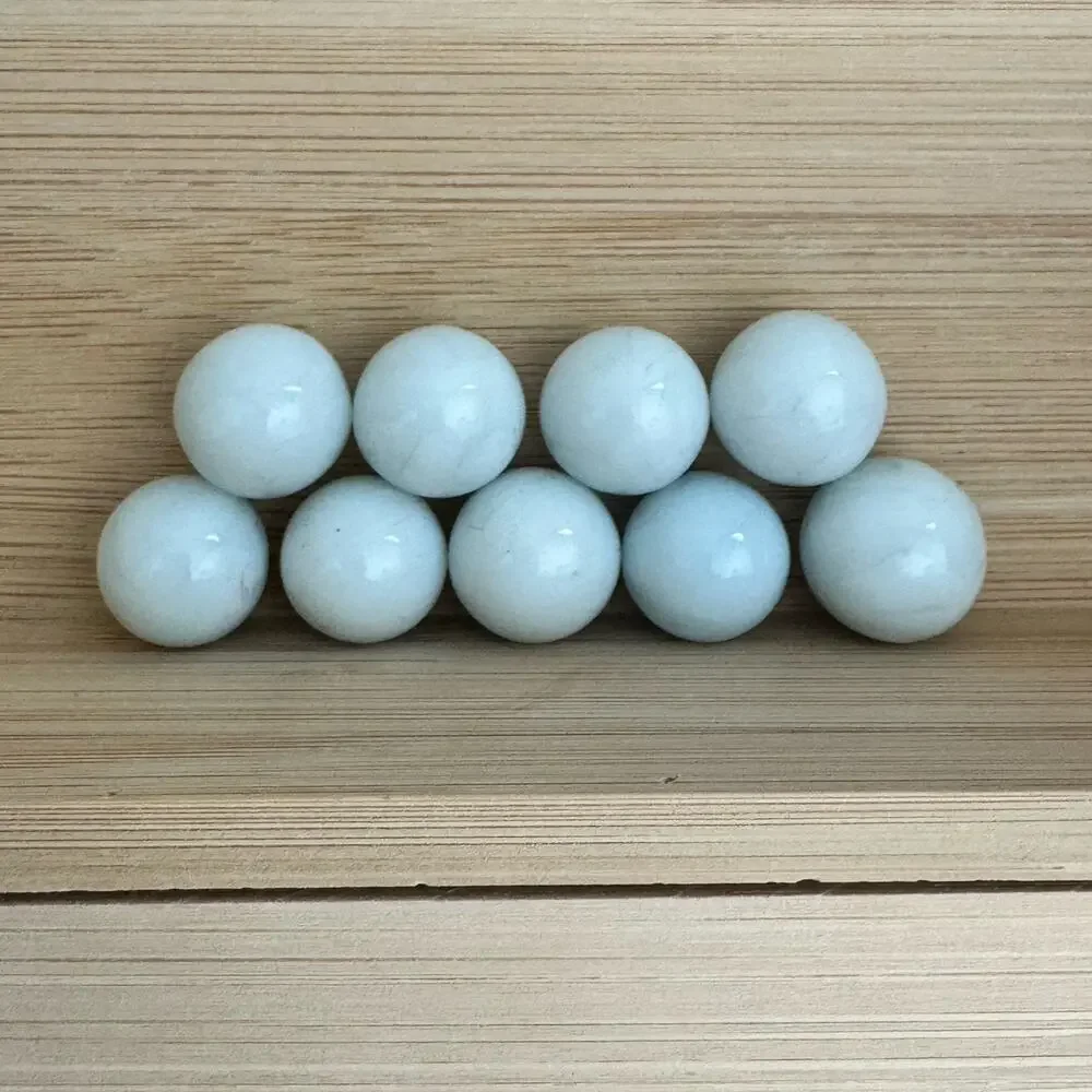 Lot Of 9 White Color Glass Marbles Vintage